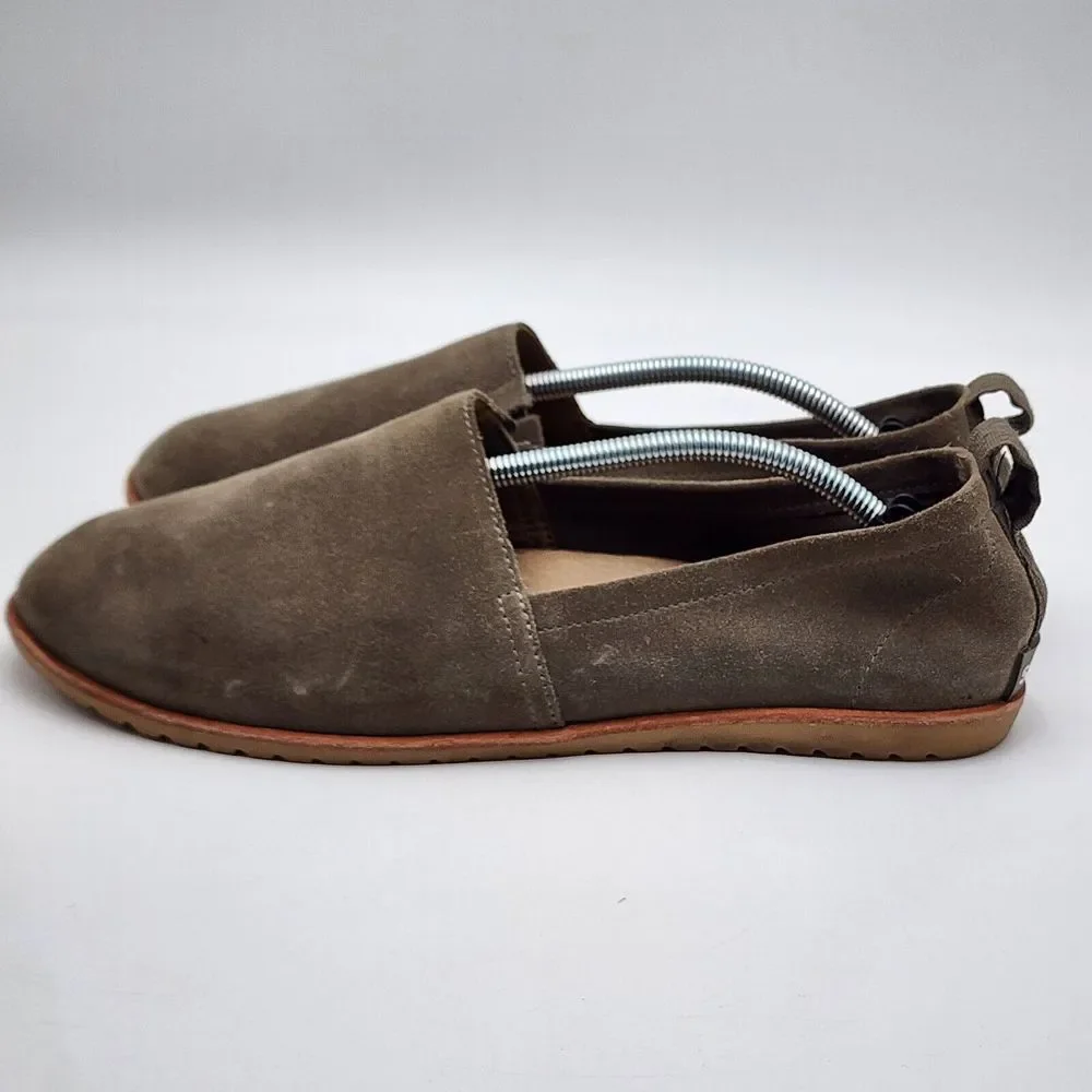 Sorel Ella Green Suede Leather Flat Comfort Slip On‎ Gorpcore Casual Women's 10